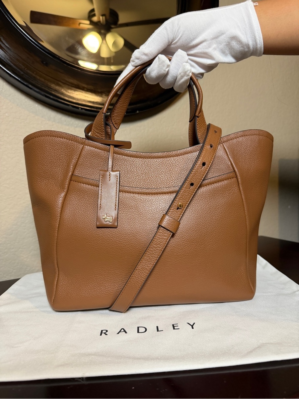 RADLEY London Muswell Lane Women's Medium Brown Leather Ziptop Satchel Bag